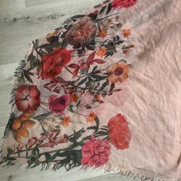 Floral pink wrap scarf blanket‎ romantic bohemian lightweight oversized - Picture 4 of 8